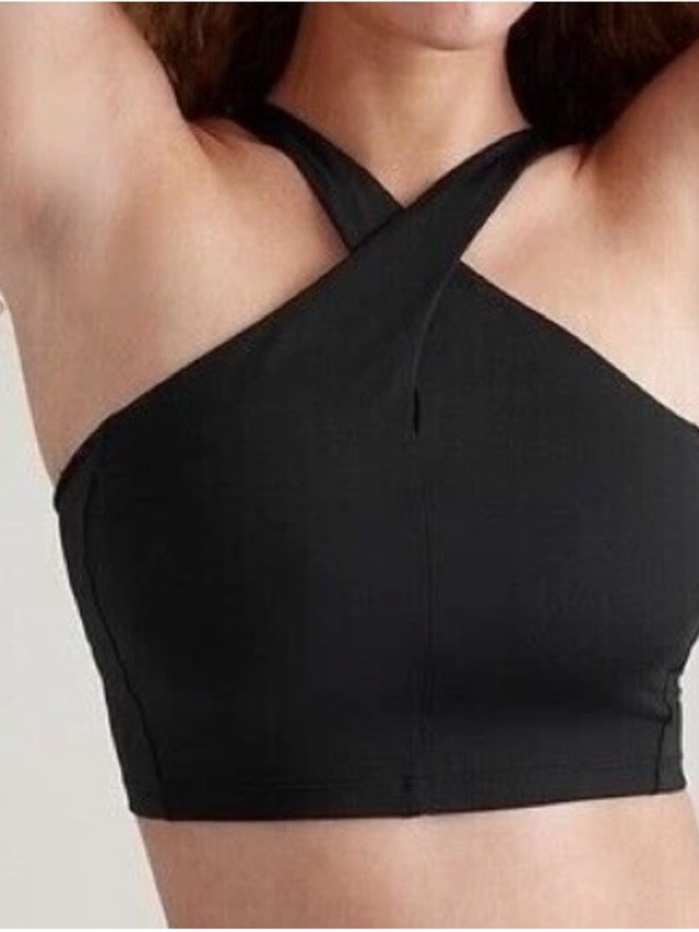 Athleta Black High Neck Crossed Bikini Top